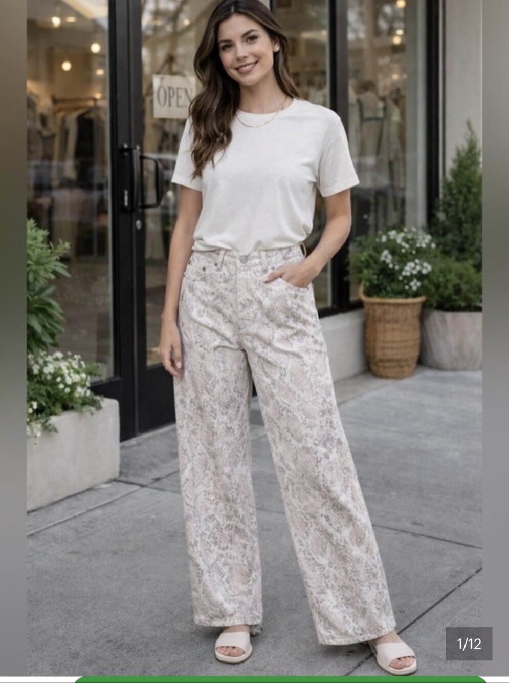wild fable Neutral Snake-Print Wide Leg Pants